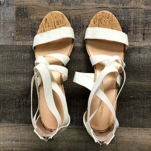 Liz Claiborne White strappy wedges